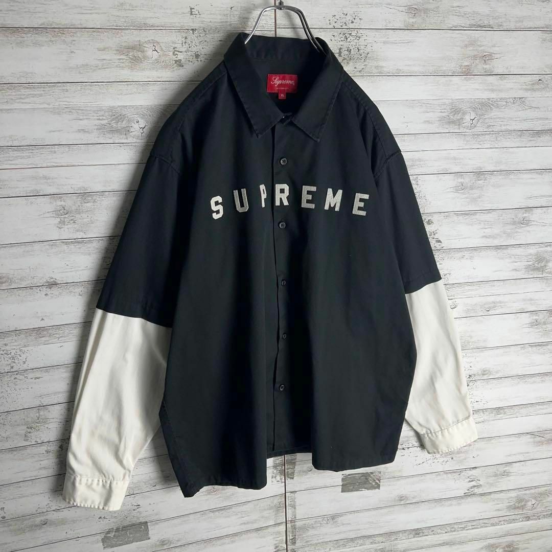 Supreme(シュプリーム)の9127【希少XLサイズ】シュプリーム☆ワッペンロゴ レイヤード長袖シャツ　美品 メンズのトップス(シャツ)の商品写真