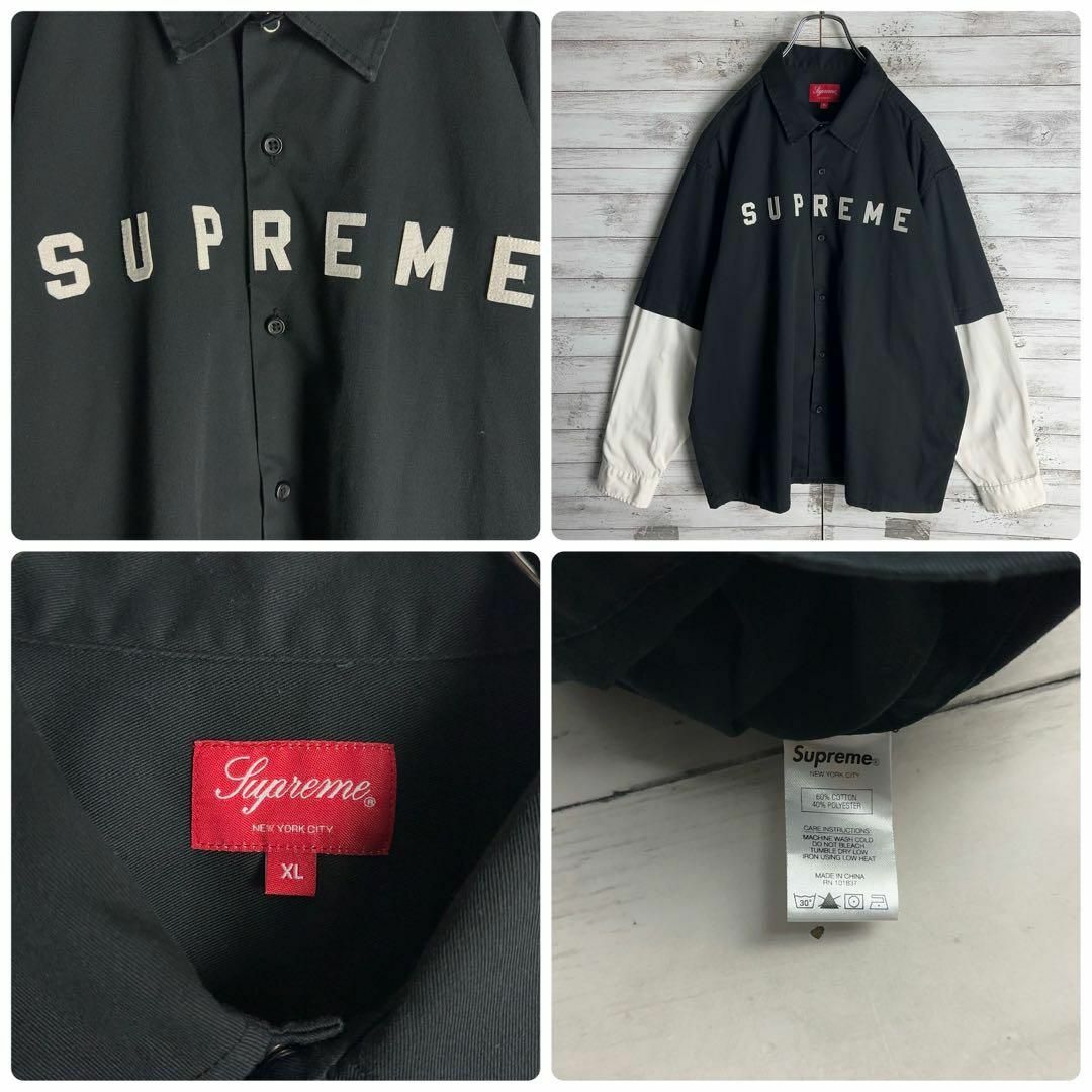 Supreme(シュプリーム)の9127【希少XLサイズ】シュプリーム☆ワッペンロゴ レイヤード長袖シャツ　美品 メンズのトップス(シャツ)の商品写真