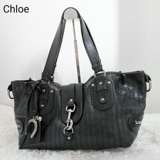 クロエ(Chloe)の美品✨クロエ ケララ 黒 ハンドバッグ パンチング 本物 レザー 肩掛け可能(ハンドバッグ)