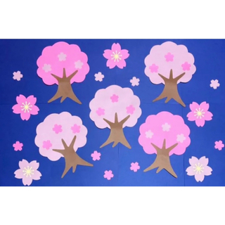 壁面飾り　桜の木5本セット(型紙/パターン)