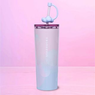 スターバックスコーヒー(Starbucks Coffee)の【海外スタバ】SAKURA2024 16oz わたあめストロー付きコールドカップ(グラス/カップ)