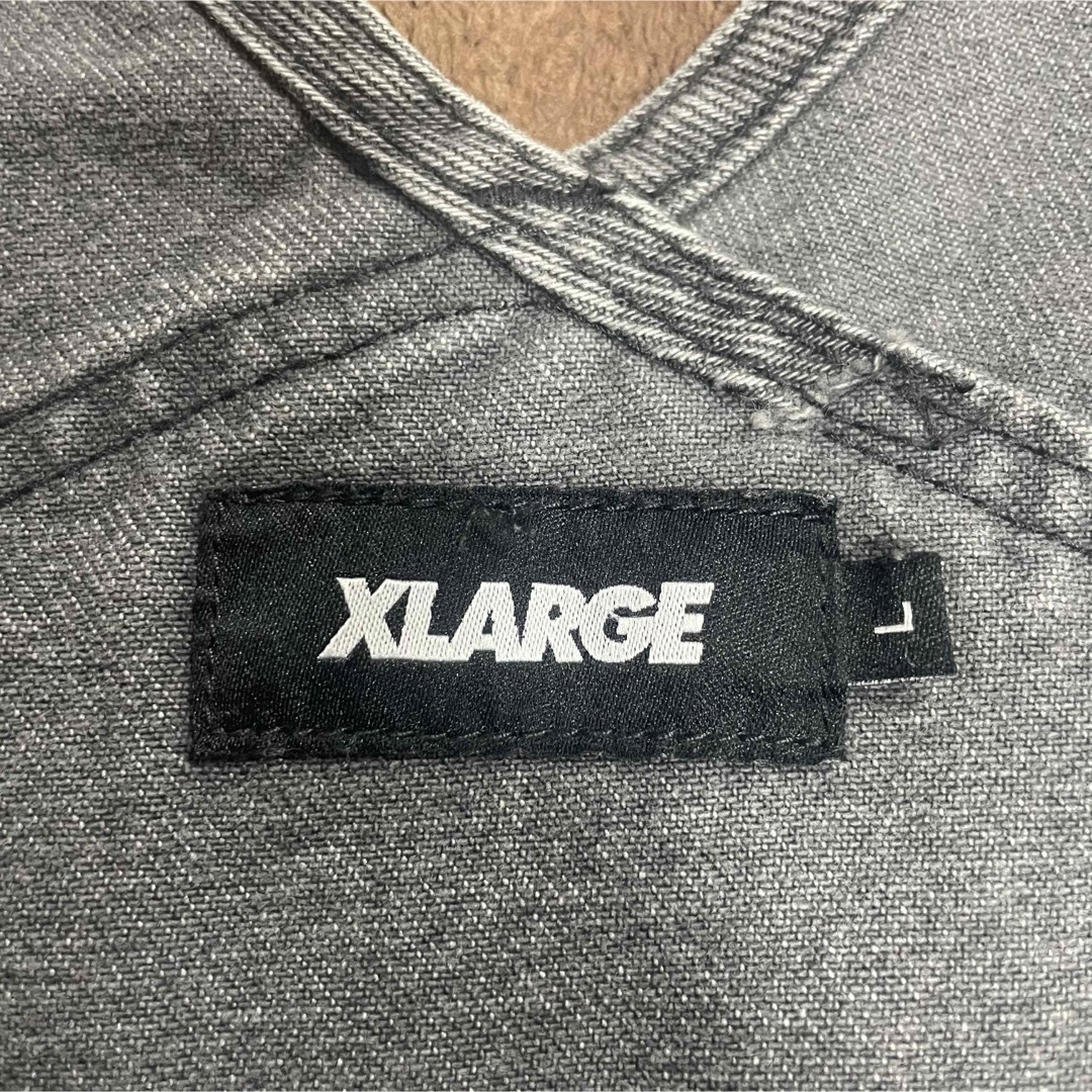 XLARGE(エクストララージ)の【超希少品】 エクストララージ　Lee  デニム　オーバーオール　グレー　L メンズのパンツ(サロペット/オーバーオール)の商品写真