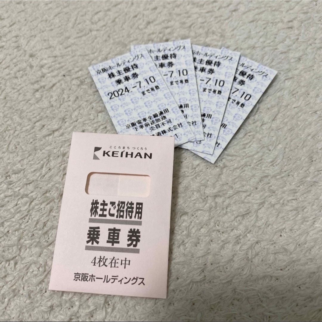 京阪百貨店(ケイハンヒャッカテン)の京阪　株主乗車券　4枚 チケットの乗車券/交通券(鉄道乗車券)の商品写真