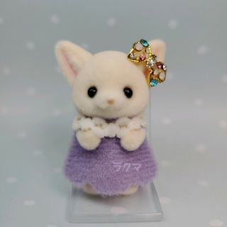 【⑲キラキラリボンとパープルワンピ】シルバニアファミリー ハンドメイド 衣装 服(その他)