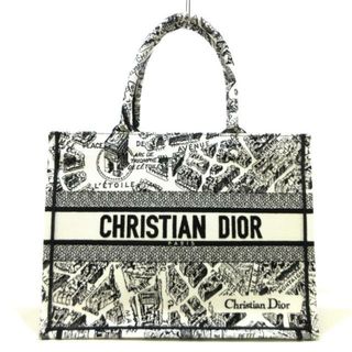 クリスチャンディオール(Christian Dior)のDIOR/ChristianDior(ディオール/クリスチャンディオール) トートバッグ美品  ブックトートミディアムバッグ/旧スモール 白×黒 PLAN DE PARIS/プラン ドゥ パリ エンブロイダリー/2023年 ジャガード(トートバッグ)