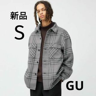 ジーユー(GU)の新品 ユニセックスアウター ジャケット シャギーチェックオーバーサイズ長袖シャツ(Gジャン/デニムジャケット)