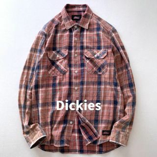 ディッキーズ(Dickies)のディッキーズ　ヴィンテージワークシャツ　コットン　オレンジ　色落ち　アタリ　L(シャツ)