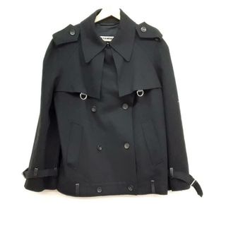 ジルサンダー(Jil Sander)のJILSANDER(ジルサンダー) コート サイズ36 S レディース美品  - 黒 長袖/一部レザー/ショート丈/エポーレット/ダブル/秋/冬(その他)