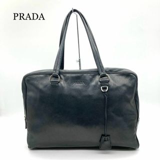 【美品】PRADA ビジネスバッグ ブリーフケース ブラック ラムレザー カデナ