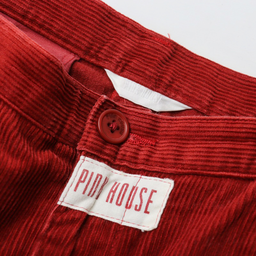 PINK HOUSE(ピンクハウス)の美品 ピンクハウス PINK HOUSE ブーケ刺繍コーデュロイロングスカート L/レッド ボトムス ストレート 綿 コットン ワイド【2400013729161】 レディースのスカート(ひざ丈スカート)の商品写真