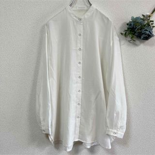 アンティカ(antiqua)のpatterntorso バンドカラーロングシャツチュニック　長袖　ホワイト(チュニック)