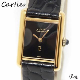 カルティエ(Cartier)の【永久保証書】カルティエ マストタンク SM ブラック 手巻き ヴィンテージ 極美品 アンティーク レディース Cartier 時計 腕時計 中古【送料無料】(腕時計)