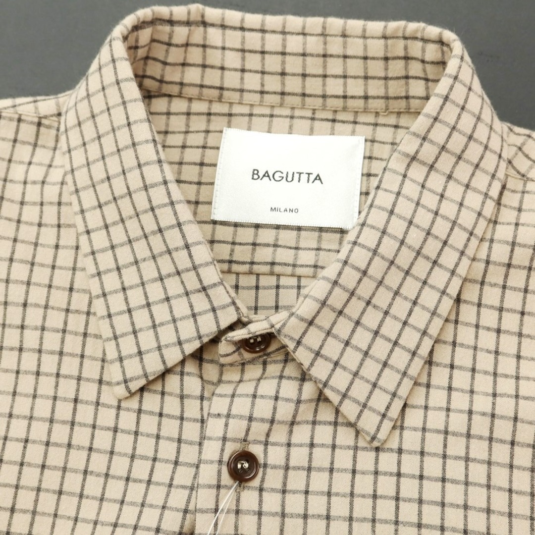 BAGUTTA(バグッタ)の【新品】バグッタ Bagutta コットン チェック カジュアルシャツ ベージュxブラック【サイズM】【メンズ】 メンズのトップス(シャツ)の商品写真