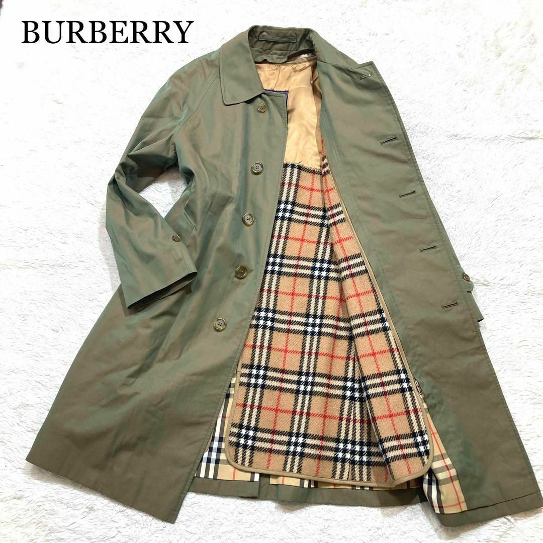 BURBERRY(バーバリー)の【極美品】バーバリー ステンカラーコート 玉虫色 ノバチェック ライナー M相当 メンズのジャケット/アウター(ステンカラーコート)の商品写真