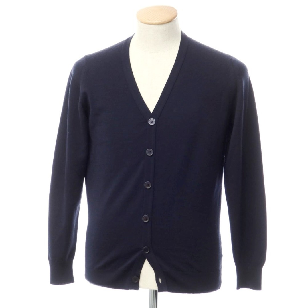 JOHN SMEDLEY(ジョンスメドレー)の【中古】ジョンスメドレー JOHN SMEDLEY BEAMS F別注 ハイゲージウール ニットカーディガン ネイビー【サイズXS】【メンズ】 メンズのトップス(カーディガン)の商品写真