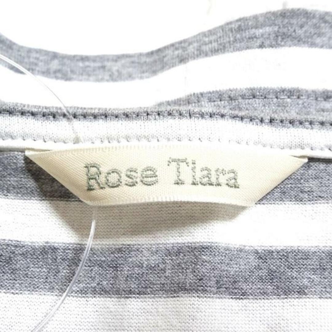 Rose Tiara(ローズティアラ)のRose Tiara(ローズティアラ) 半袖カットソー サイズ46 XL レディース - 白×グレー ボーダー/レース/リボン レディースのトップス(カットソー(半袖/袖なし))の商品写真