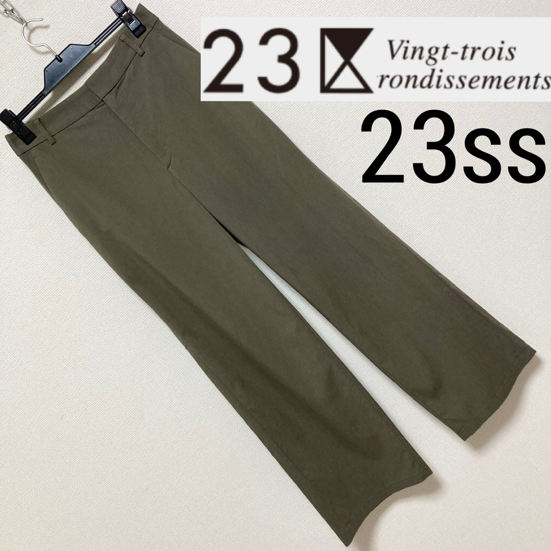 23区(ニジュウサンク)の23ss■23区■麻 リネンブレンド ストレッチ ワイドパンツ プルオン 36 レディースのパンツ(カジュアルパンツ)の商品写真