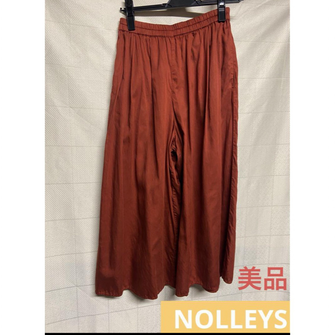 NOLLEY'S(ノーリーズ)のノーリーズ　ワイドパンツ　パンツ　　ウエストゴム　ブラウン レディースのパンツ(カジュアルパンツ)の商品写真