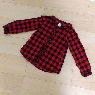 ベビーギャップ(babyGAP)のbaby GAP☆フリル付 チェックブラウス 110cm(ブラウス)