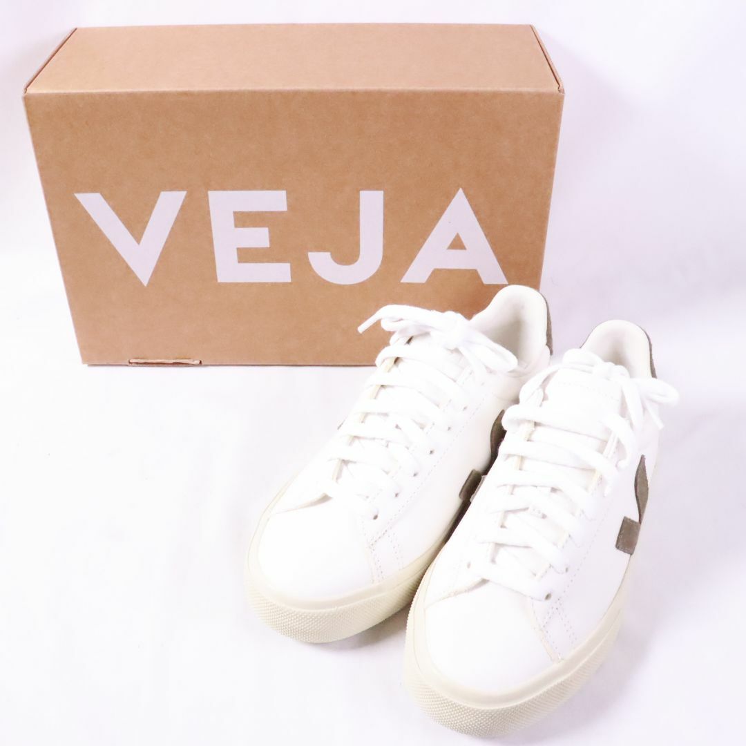 VEJA - VEJA ヴェジャ　カンボ　クロム　フリー　レザー　スニーカー　白　カーキ　22.5