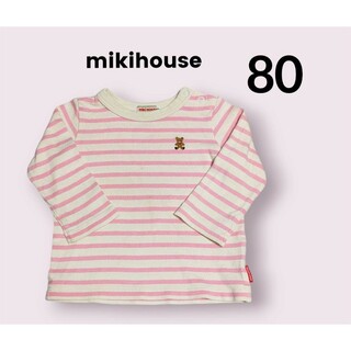 ミキハウス(mikihouse)のミキハウス　80cm　長袖ボーダートップス　ピンク(シャツ/カットソー)