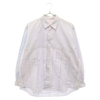 コムデギャルソン(COMME des GARCONS)のCOMME des GARCONS SHIRT コムデギャルソンシャツ 斑点模様ファー アーム切り替えストライプ長袖シャツ ブルー/ ホワイト(シャツ)