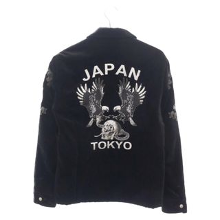 バックボーン(BACKBONE)のBACK BONE バックボーン 11AW VELVET SOUVENIR JACKET BB11FW-B43 イーグルスカル刺繍 スーベニアジャケット ジップアップブルゾン ブラック(フライトジャケット)