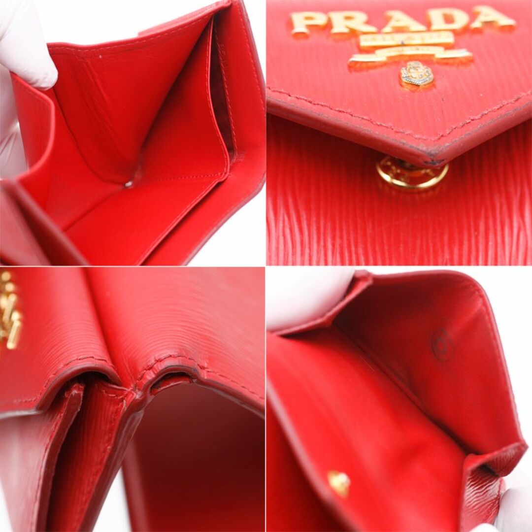 PRADA(プラダ)のK3247M プラダ ロゴ文字金具 ヴィテッロ ムーブ 本革 三つ折 ミニ 財布 レディースのファッション小物(財布)の商品写真