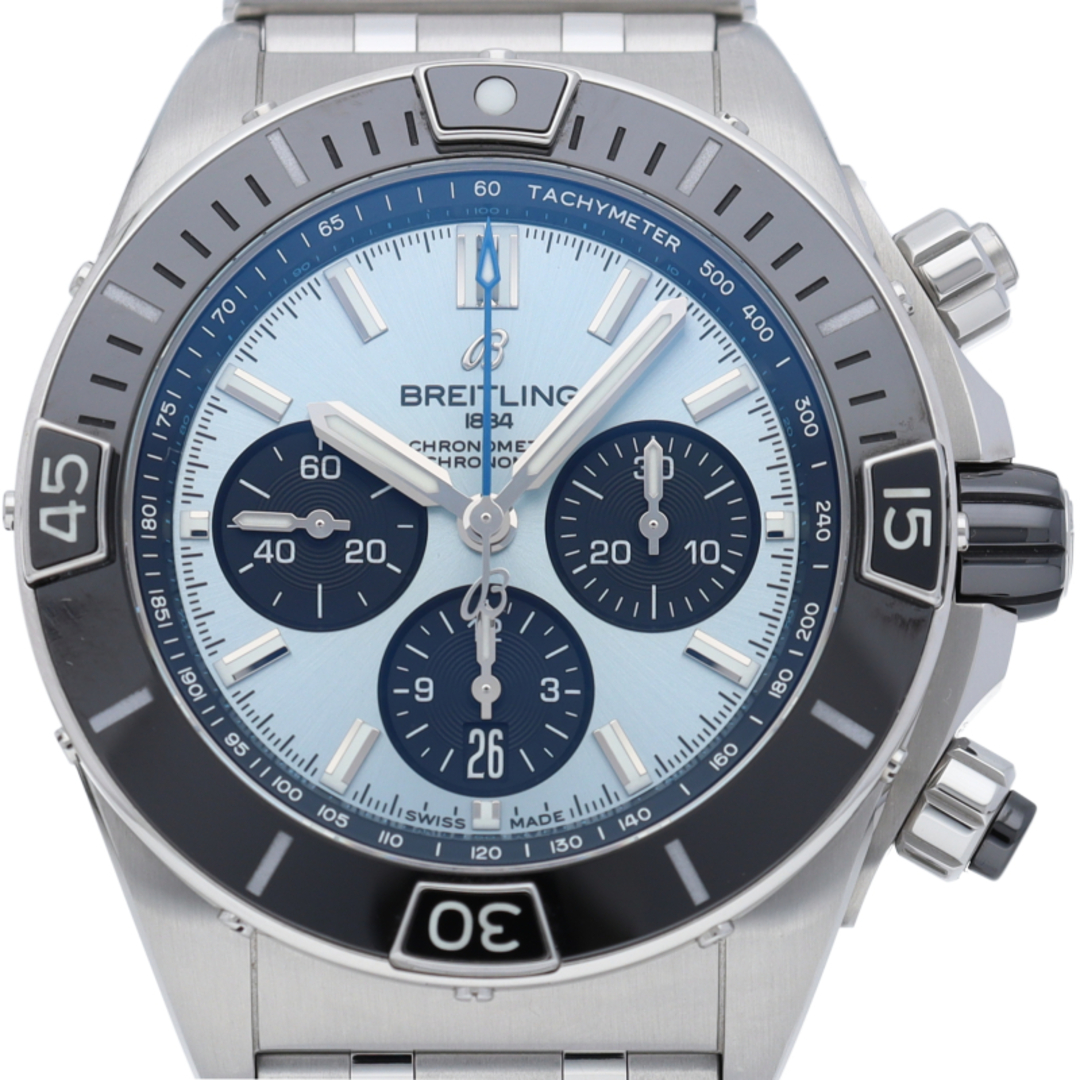 BREITLING(ブライトリング)のブライトリング スーパー クロノマット B01 44 アイスブルー 純正バックル・ラバー付 Super Chronomat B01 44 PB0136/PB0136251C1S1 箱 保証書 バンド 1駒 SS メンズ時計 美品 【中古】 メンズの時計(その他)の商品写真