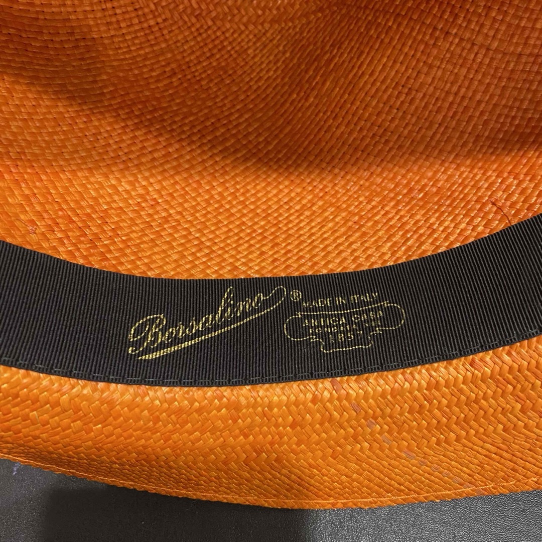 Borsalino(ボルサリーノ)の箱付　定価4.5万　1回使用　 ボルサリーノ パナマ ハット リボン ストロー メンズの帽子(ハット)の商品写真