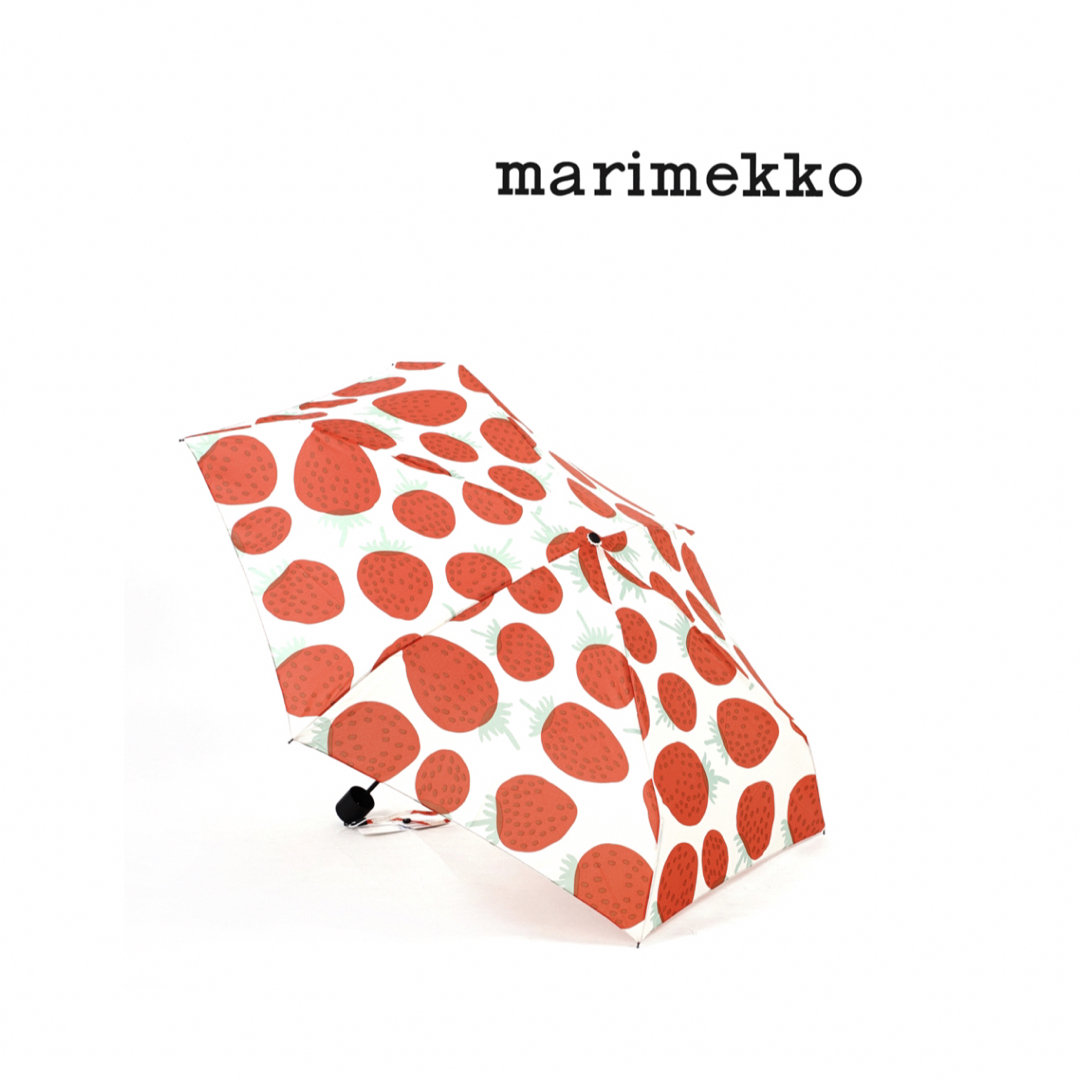 marimekko(マリメッコ)のマリメッコ Marimekko 折りたたみ傘　マンシッカ　イチゴ　傘　 レディースのファッション小物(傘)の商品写真