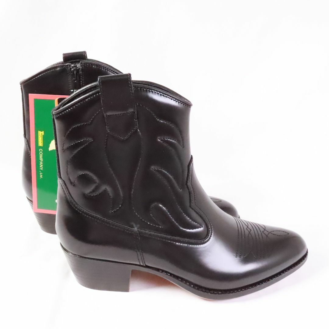 TEXAS VILLAGE テキサスヴィレッジ　ショートウェスタンブーツ　黒　25.5　タグ付き メンズの靴/シューズ(ブーツ)の商品写真