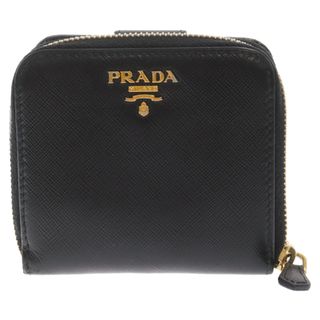 プラダ(PRADA)のPRADA プラダ SAFFIANO METAL サフィアーノ レザー 二つ折り財布 ラウンドファスナー ブラック 1ML522(折り財布)