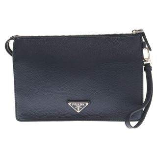 PRADA - PRADA プラダ VITELLO レザー セカンド クラッチバッグ ネイビー 2VF006