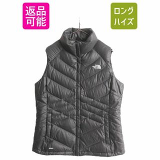 ザノースフェイス(THE NORTH FACE)のUS企画 ノースフェイス ナイロン ダウン ベスト レディース L The North Face フルジップ キルティング 550フィル アウトドア 重ね着 濃灰(ダウンベスト)