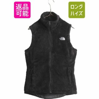 ザノースフェイス(THE NORTH FACE)のノースフェイス フルジップ フリース ベスト レディース S 古着 The North Face パイル ボア 毛長 アウトドア 重ね着 前開き ハイネック 黒(ベスト/ジレ)