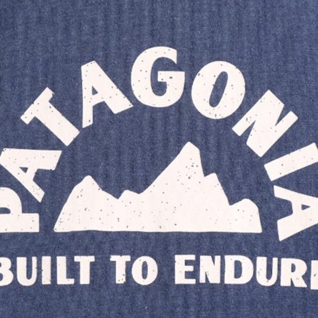 patagonia(パタゴニア)の18年製 パタゴニア プリント スウェット レディース XL / 古着 patagonia アウトドア トレーナー クルーネック ビッグ ロゴ ロンT 薄手 紺 レディースのトップス(トレーナー/スウェット)の商品写真