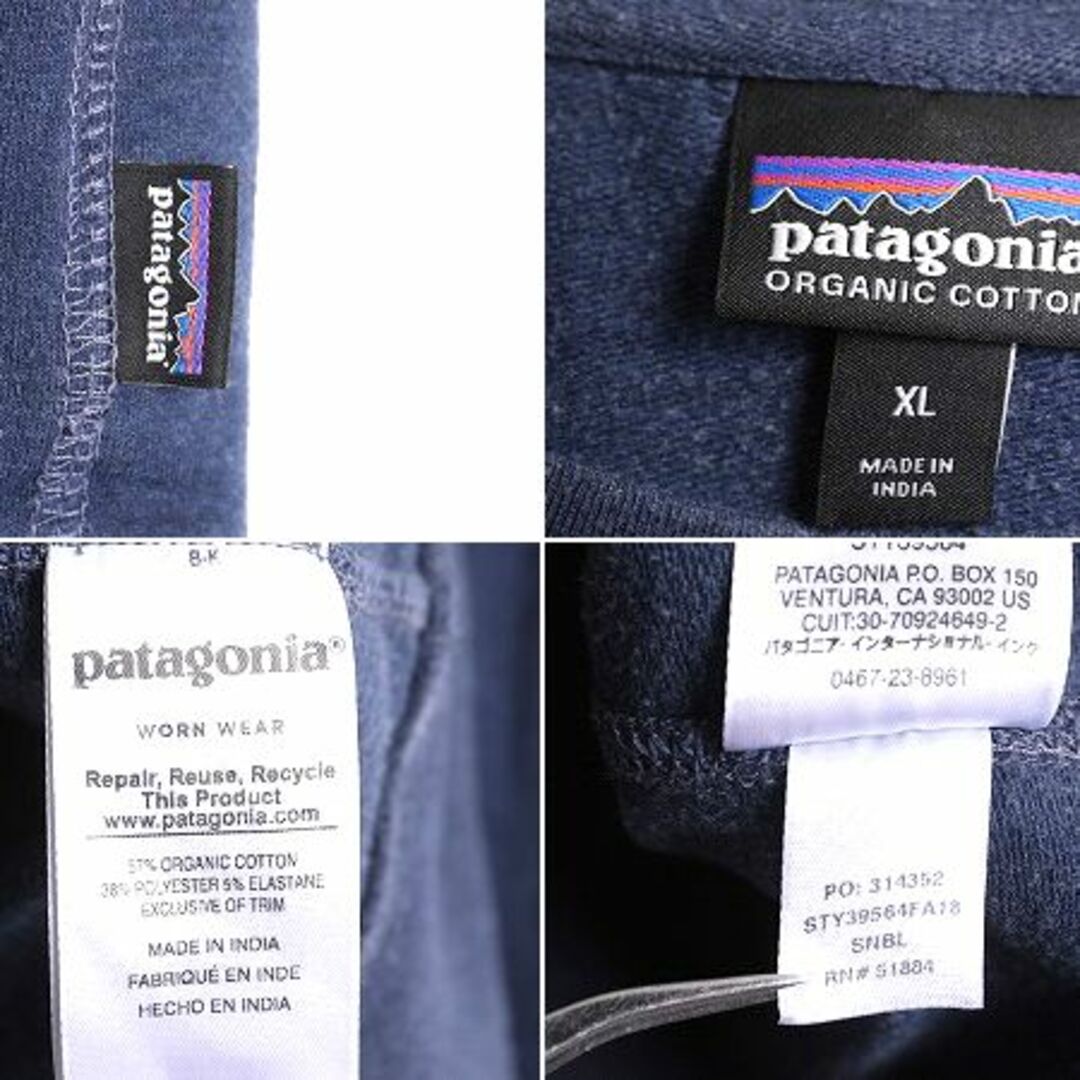 patagonia(パタゴニア)の18年製 パタゴニア プリント スウェット レディース XL / 古着 patagonia アウトドア トレーナー クルーネック ビッグ ロゴ ロンT 薄手 紺 レディースのトップス(トレーナー/スウェット)の商品写真