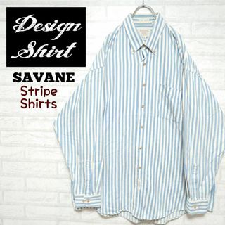 《USA古着》SAVANE ストライプシャツ ボタンダウンシャツ 3XL(シャツ)