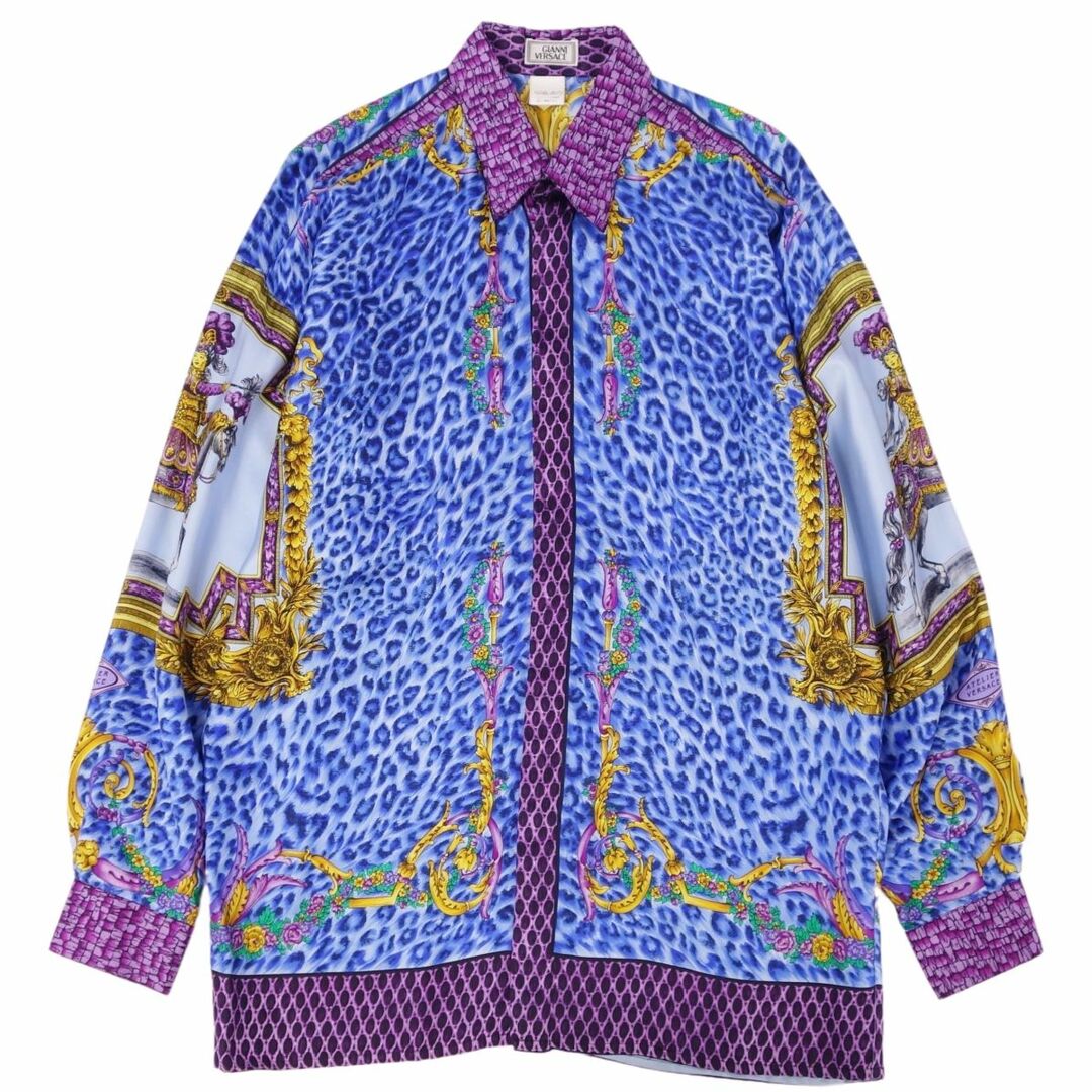 VERSACE(ヴェルサーチ)の美品 ジャンニヴェルサーチ GIANNI VERSACE シャツ レギュラーカラー 比翼仕立て ロングスリーブ 長袖 総柄 シルク トップス メンズ イタリア製 46(S相当) マルチカラー メンズのトップス(シャツ)の商品写真