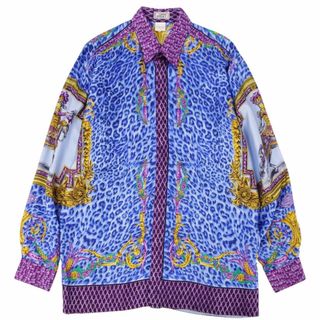 ヴェルサーチ(VERSACE)の美品 ジャンニヴェルサーチ GIANNI VERSACE シャツ レギュラーカラー 比翼仕立て ロングスリーブ 長袖 総柄 シルク トップス メンズ イタリア製 46(S相当) マルチカラー(シャツ)