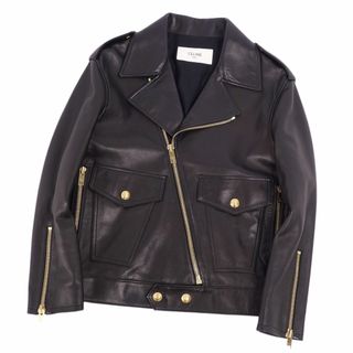 セリーヌ(celine)の極美品 セリーヌ CELINE ジャケット 22AW レザージャケット バイカージャケット ダブルライダース ラムレザー アウター レディース 34(XS相当) ブラック(その他)