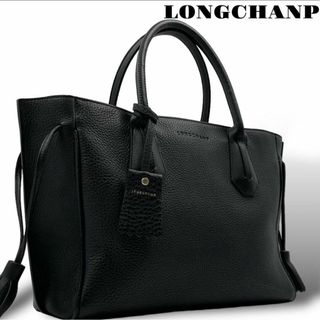 LONGCHAMP - 美品 大容量 LONGCHANP トートバッグ 自立 レザー A4 ブラック