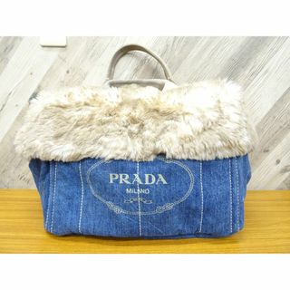 プラダ(PRADA)のK池022/ PRADA カナパ ファー デニム スエード トートバッグ (トートバッグ)