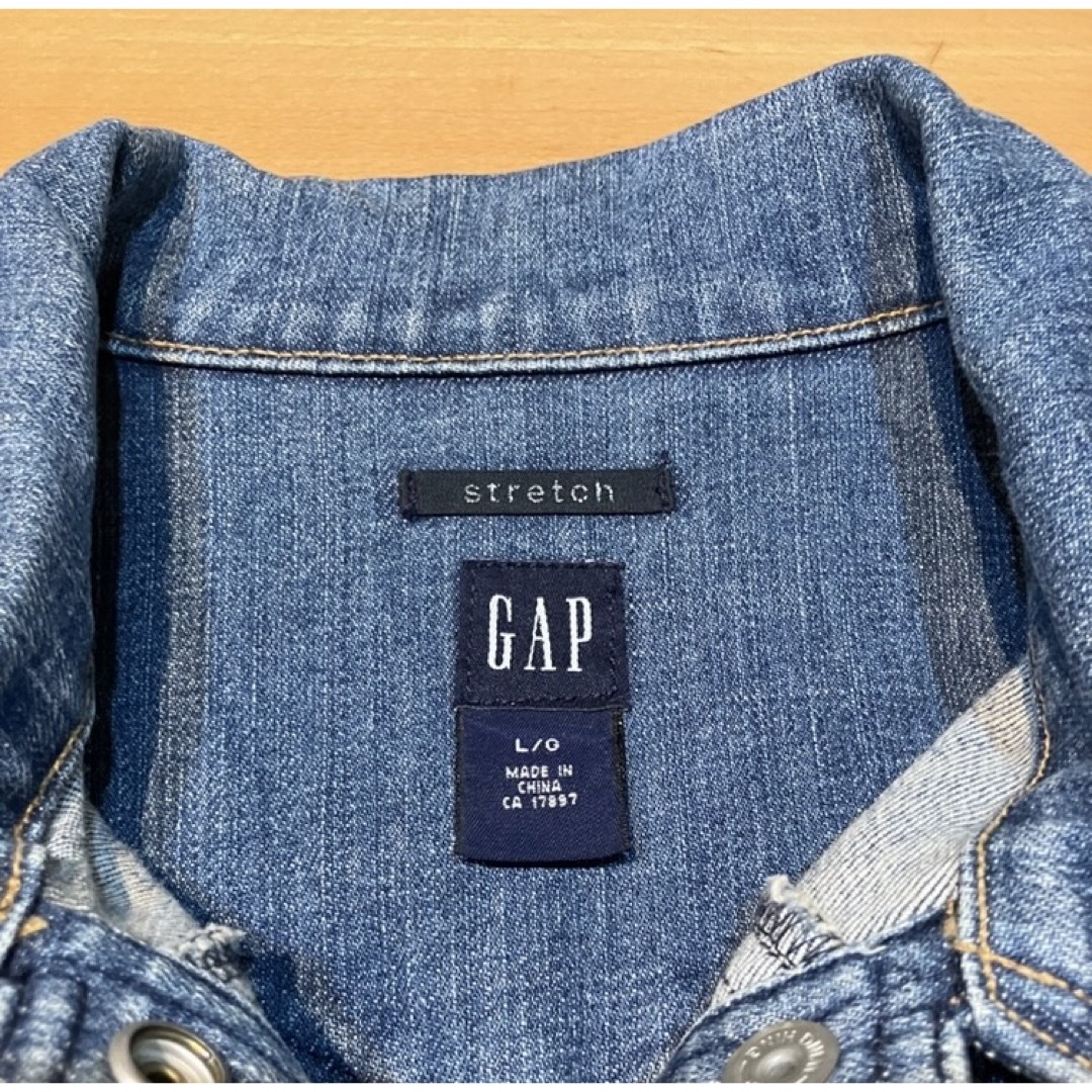 GAP(ギャップ)のビンテージGAPギャップ ハーフ丈 デニムジャケット ブッシュ カバーオール レディースのジャケット/アウター(Gジャン/デニムジャケット)の商品写真