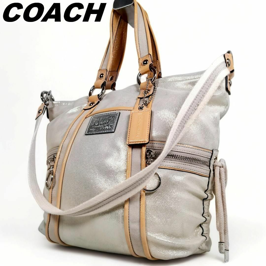 COACH(コーチ)のコーチ ショルダーバッグ トートバッグ 2way アイボリー メタリック 大容量 レディースのバッグ(ショルダーバッグ)の商品写真