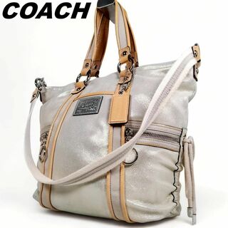 コーチ(COACH)のコーチ ショルダーバッグ トートバッグ 2way アイボリー メタリック 大容量(ショルダーバッグ)