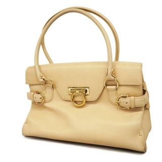 フェラガモ(Ferragamo)の★SALE 【4fd3387】サルヴァトーレフェラガモ ショルダーバッグ/ガンチーニ/レザー/ベージュ/ゴールド金具 【中古】 レディース(ショルダーバッグ)