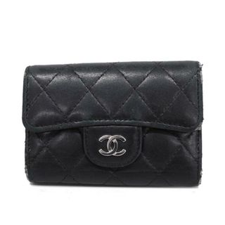 シャネル(CHANEL)の【4fd3430】シャネル キーケース/マトラッセ/ラムスキン/ブラック/シルバー金具 【中古】 レディース(キーケース)