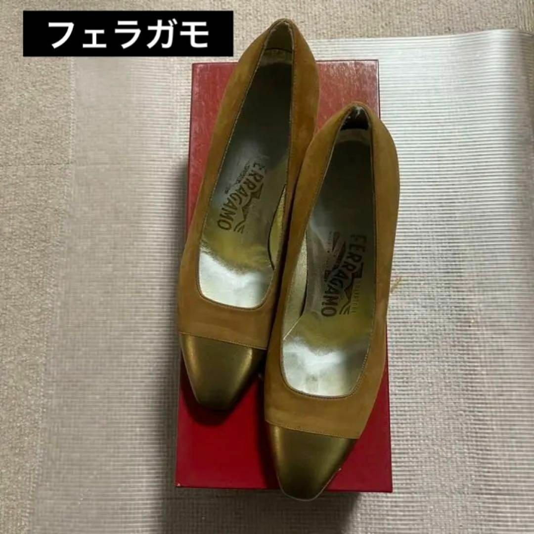 Salvatore Ferragamo - フェラガモ パンプス 6C約23.5cm薄茶 Salvatore Ferragamo - フェラガモ パンプス 6C約23.5cm薄茶
